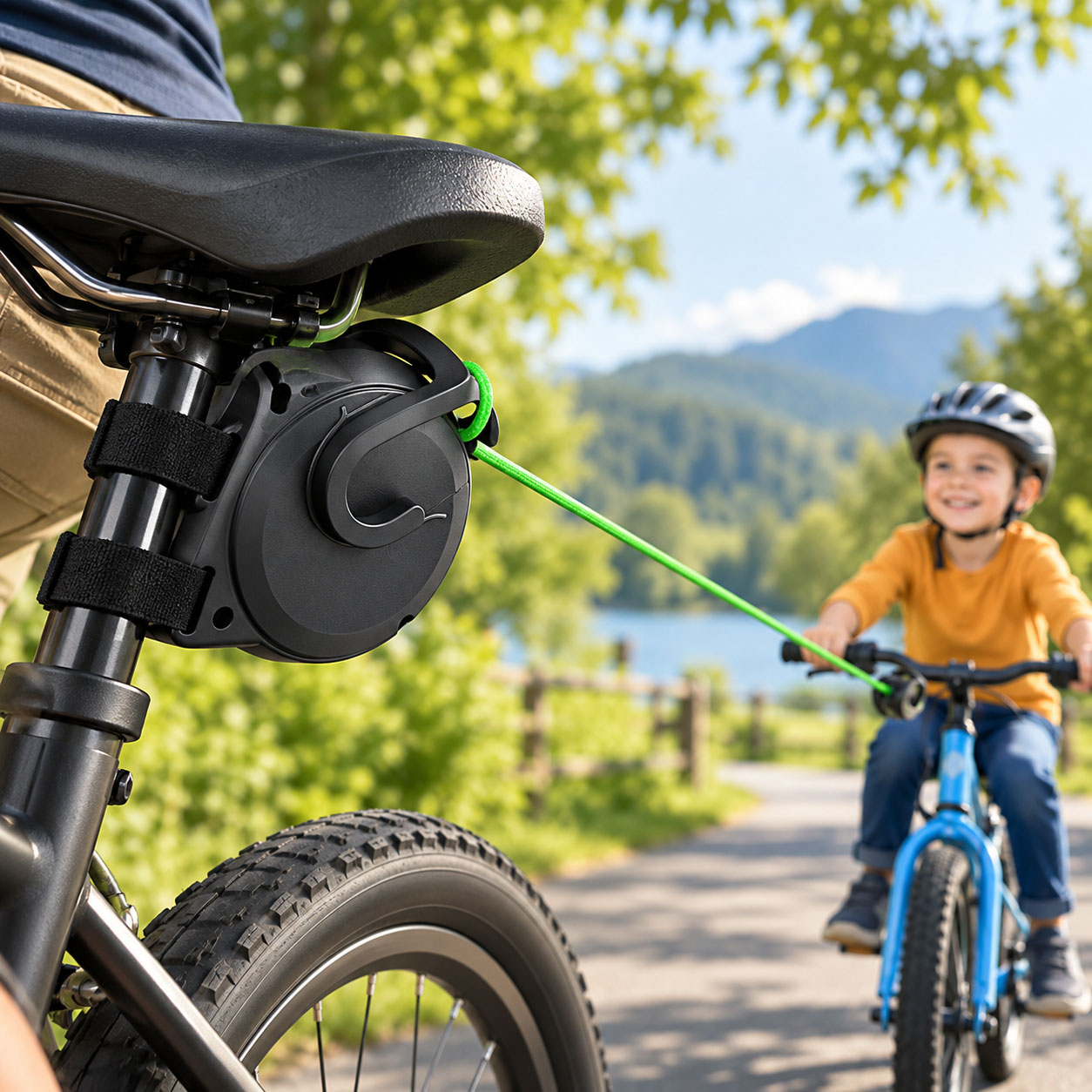 Mountain Biking Kids - Велосипедный буксировочный трос, выдвижной, 2,6 м,