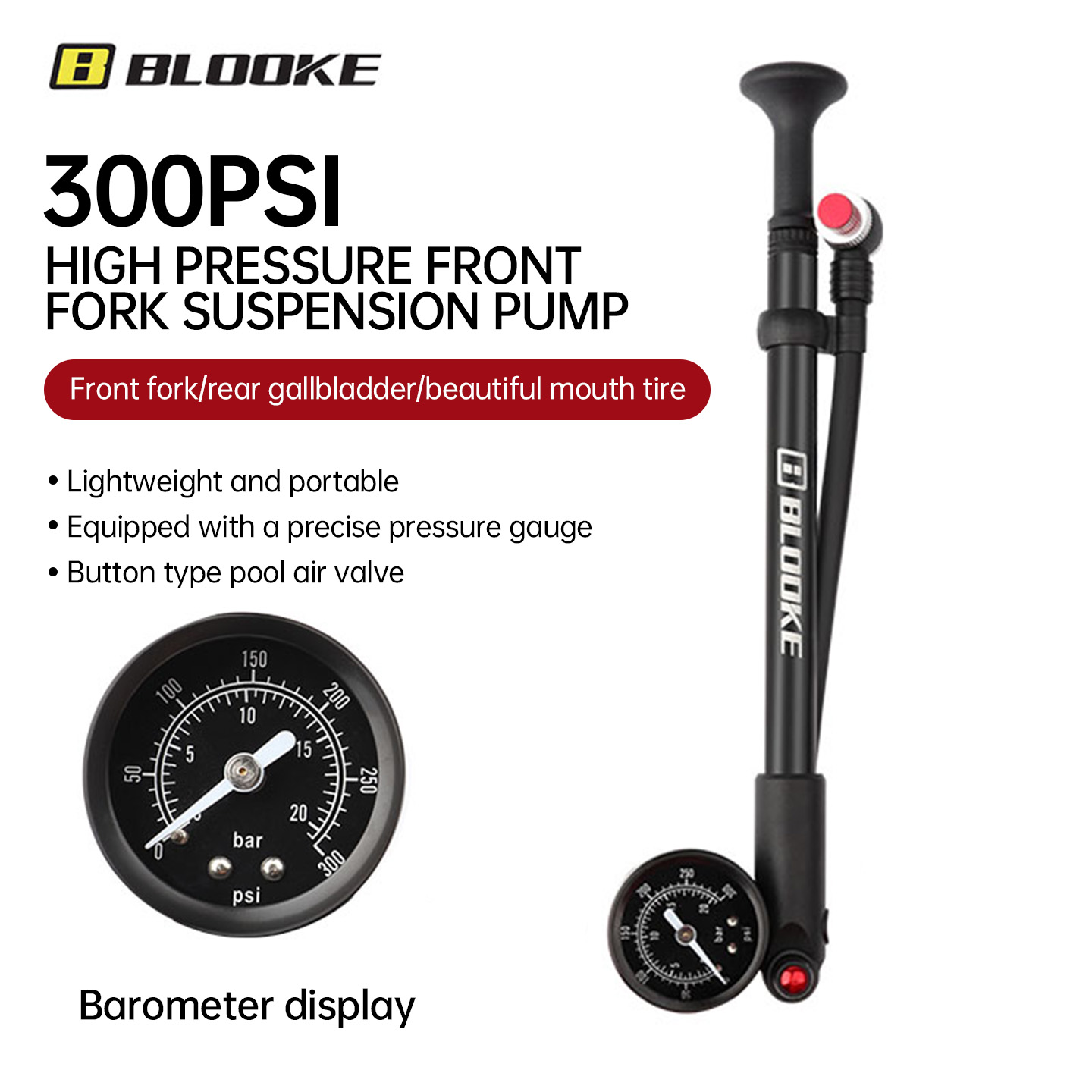 Mtb Fork Air - Портативный насос высокого давления BLOOKE MTB