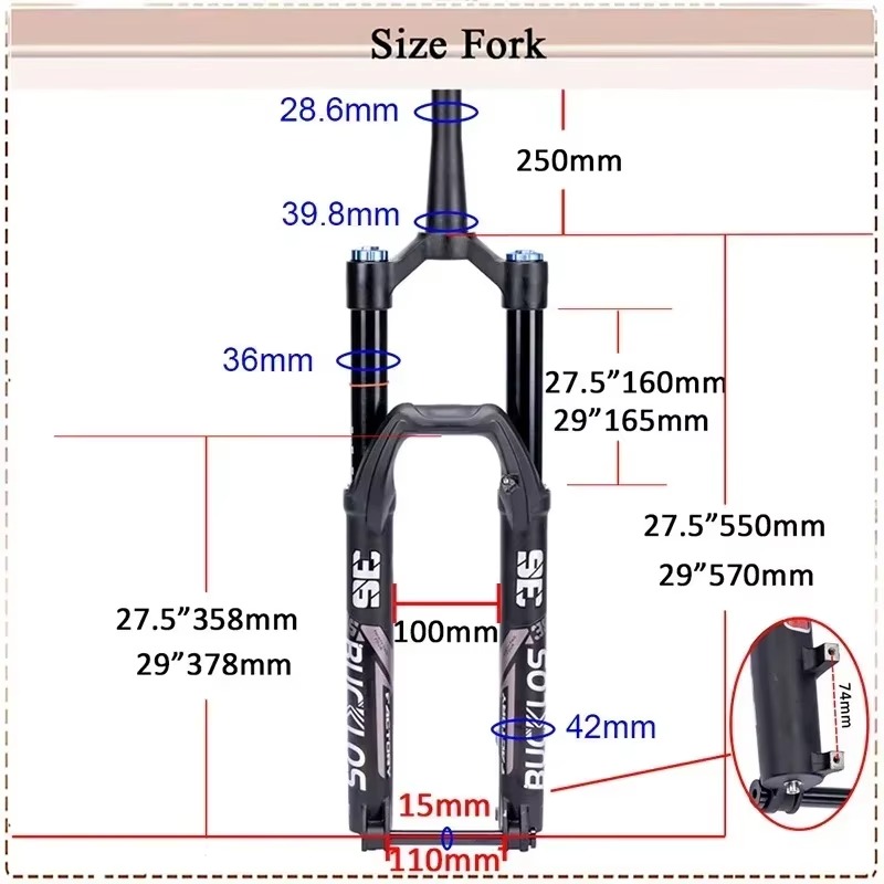 Вилка передняя BUCKLOS для гор – обзор и цена Mtb Fork Air